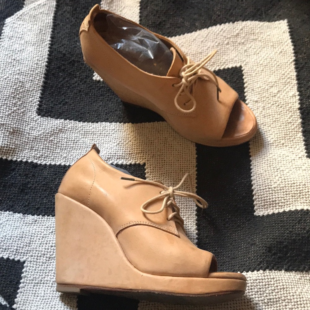 Rag & Bone laceup Oxford wedge booties w peep toe